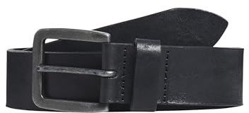 Herren Jack & Jones Basic Ledergürtel JACVICTOR Leather Belt Metallstiftschnalle, Farben:Schwarz, Größe Gürtel:95