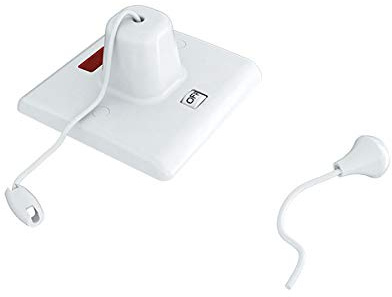 45 Amp Pull Cord Switch with Neon - Shower Switch - White VUEP858
