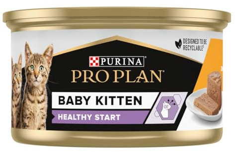 PURINA PRO PLAN Baby Kitten Cibo Umido per Gatti Cuccioli Mousse con Pollo 24 Lattine da 85g