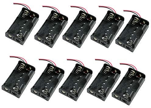 TOOLDO 10 x AA Battery Holder Case Battery Boxs With Switch Cover Wire Leads(2 Slots * 10pcs)