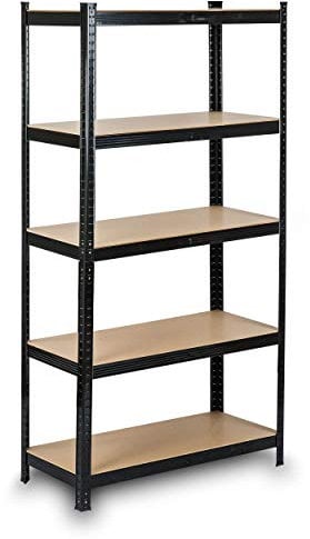 Humberg Regal Kellerregal Lagerregal Schwerlastregal mit Stahlgestell Metall Belastbar bis 1325 kg 5 Ablagen 180 x 90 x 40 cm Schwarz