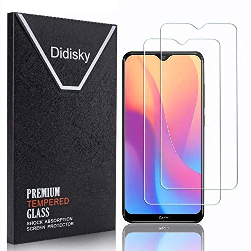 Didisky [2-Unidades Cristal Templado Protector de Pantalla para Xiaomi Redmi 8/ 8A, Antihuellas, Sin Burbujas, Fácil de Limpiar, 9H Dureza, Fácil de Instalar, Transparente