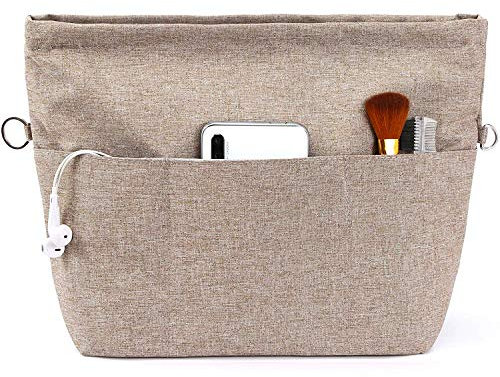 Yoillione Taschenorganizer Bag in Bag Handtaschen Organizer Damen Braun, Wasserdicht Klein Taschen Organisator mit Reißverschluss und Schlüsselanhänger