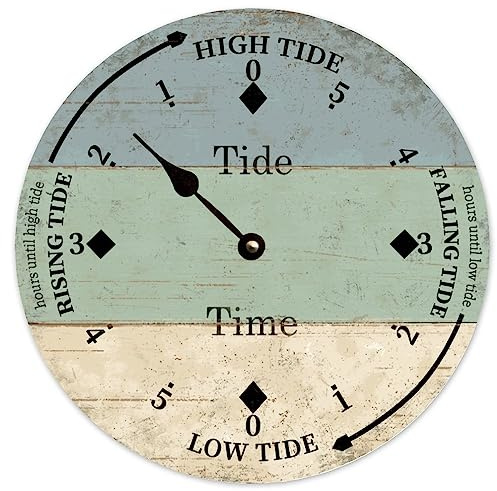 Tide Clock Personalized Beach 12 Inch Wooden Wall Clock - Battery Operated Home Decor