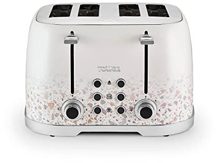 Tower T20069TAN Terrazzo 4-Slice Toaster, 1600W, White