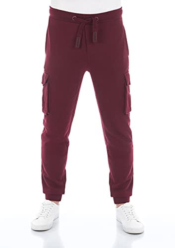 riverso Jogginghose Herren lang RIVLars Slim Fit Trainingshose Cargo Jogger Sporthose Trainingshose Freizeithose, Größe:XXL, Farbe:Port Red (15400)
