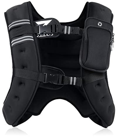 ZELUS Weighted Vest for Strength Training, 11kg Exercise Equipment for Home Gym, Iron Sand Weight Vest with Armband Holder for Men Women Fitness Workout Cardio More, One Size