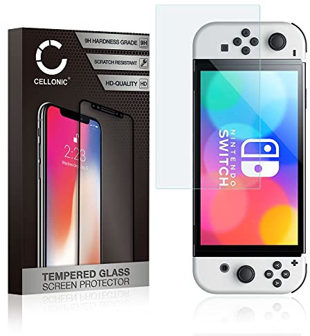 CELLONIC Protection d'écran en Verre Compatible avec Nintendo Switch OLED (2.5D, résistance 9H, 0,33mm, Full Glue) - Film protège écran Console Portable Gaming