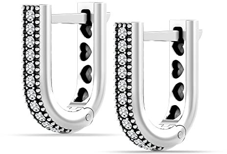 LeCalla 925 Sterling Silber CZ Huggie Creolen in U-Form für Damen und Teenager