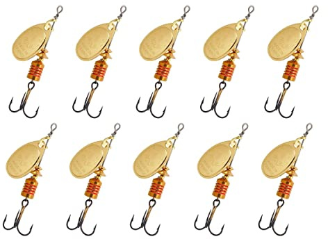 Mepps Cucchiaio girevole a palette ovale Aglia, confezione da 10 No1-3,5 g, colore: oro