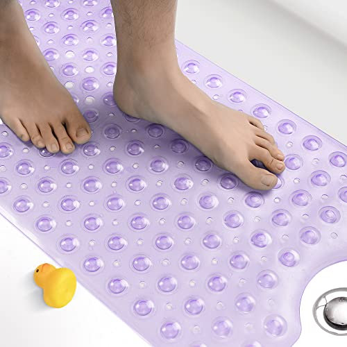 HITSLAM Badewannenmatte rutschfest, 101 x 40cm Extra Lange Antirutschmatte Badewanne, Duschmatte rutschfest BPA Frei, Schimmelresistent & Maschinenwaschbar Badematte, Violett