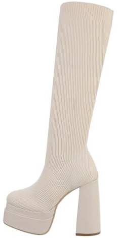 Ital Design Damen Stiefel mit Blockabsatz, runde Spitze