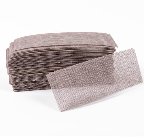 UPWOOD 50pcs 70 x 198mm Mesh Sanding Sheets, 80 120 180 320 400 Grit | 2-3/4 x 8 Inch Hook & Loop Anti-Blocking Sandpaper for Efficient Surface Preparation