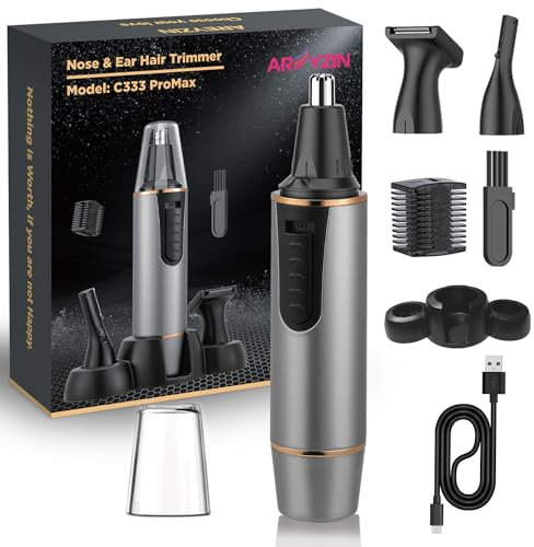 Wiederaufladbarer Nasenhaartrimmer für Herren, schmerzloser Nasentrimmer, professioneller Nasentrimmer für Herren, zweischneidige Klingen mit IPX7 wasserdicht, leistungsstarker Motor, einfache