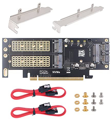 3 in1 Festplatten-Erweiterungskarte M.2 PCIE Adapter MSATA zu PCIE 16x Konverter mit Baffle und SATA Kabel