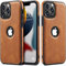 Sibada iPhone 13 Pro Max Hülle, iPhone 13 Pro Max Case, Logo View Kompatibel mit Slim Premium Veganes Leder Klassisch Luxus Elegant Dünn Cover 6,7 Zoll - Braun