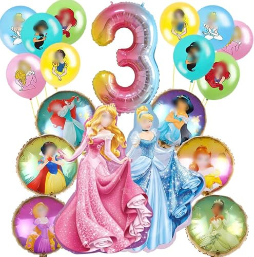 Geburtstag Deko,Geburtstagsdeko 3 Jahre Mädchen, 19Pcs Luftballons Geburtstag, Folienballon Zahlenballon 3,für Party Deko Geburtstag