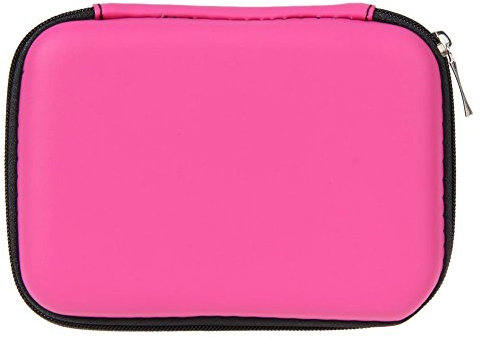 AMZLORD Pochette pour disque dur 2,5 pouces, sac universel pour câble de casque avec compartiments intérieurs en filet, sac de rangement portable pour accessoires électroniques (rose)