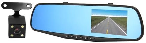 4,3-Zoll-Spiegel-Dashcam-Rückfahrkamera, 1080P-Smart-Voll-Touchscreen-Spiegel-Dashcam Vorne und Hinten, Rückfahrkamera mit G-Sensor-Einparkhilfe, Loop-Aufnahmesystem