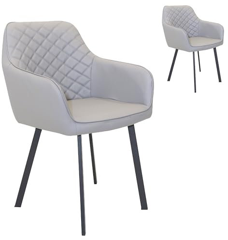 DUPI Pack 2 Sillas Comedor de Polipiel Easy con Patas de Metal, Sillas de Cocina y Salón (Polipiel Gris)