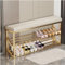 BUXTOM Schuheingangsbank,2-stöckige Schuhbank mit Sitz, Eingangsbank, Aufbewahrungsregale aus Metall, Schuhständer, Schuhregal-Organizer für den Flur,Gold+Off White,80cm