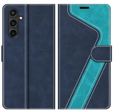 MOBESV Hülle für Samsung Galaxy S23 FE 5G Handyhülle, Lederhülle mit Kartenfach, Klapphülle mit Ständer, Flip Case Handytasche Schutzhülle, Modisch Blau