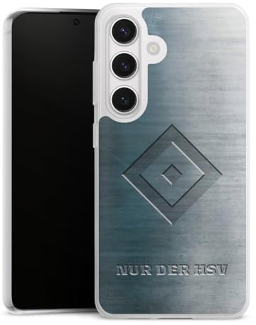 Slim Case kompatibel mit Samsung Galaxy S 24 Silikon Handyhülle transparent Hülle extra dünn HSV Hamburger SV Metallic Look