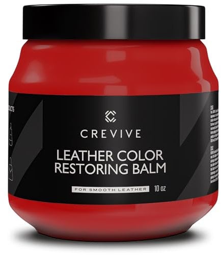 CREVIVE Leather Restorer Red 300 ml - Leather Colour Restorer - Leather Restorer for Sofas - Leather Balm Red