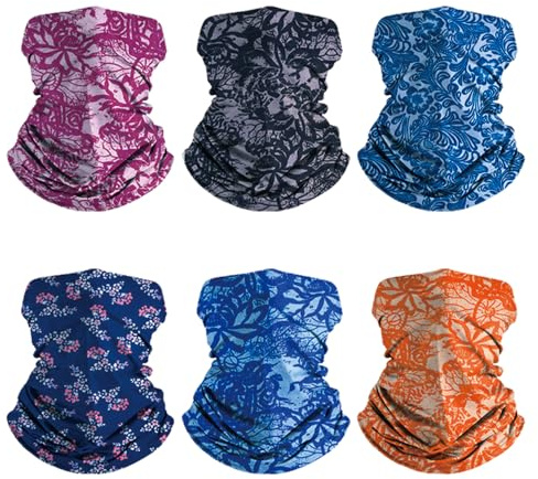 EAZZEA 6-Pack Balaclava Face Mask for Men & Women - UV Protection Neck Gaiter, Multi-Use Cycling Mask & Breathable Headband