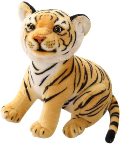 KNBMCAV Plüschtier, realistisch, 23 cm, kleine gelbe Tigerpuppe, Geschenk für Kinder