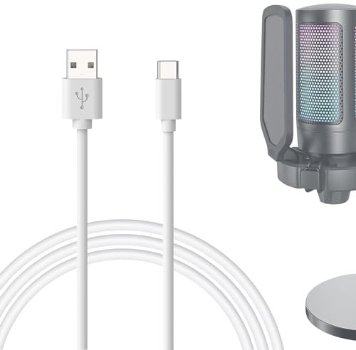 GEEKRIA für Entwickler, USB-A- auf Typ-C-Mikrofonkabel, 3 m, kompatibel mit FIFINE AmpliGame A6, HyperX QuadCast S, SoloCast, Logitech G Yeti GX, TONOR TC30-Mikrofonkabel (weiß)