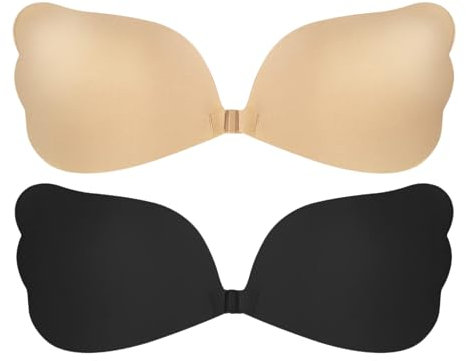 Stycizom Klebe BH 2 Stück, Trägerloser Unsichtbarer BH, Abdeckungen für Abendkleid Brautkleid Badeanzug und Rückenfreie Kleidung, Wiederverwendbar