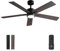 Vagizm Ventilatore da Soffitto con Luce Camera da Letto: Ventilatore da 132 cm con Telecomando – Adatto a Soggiorno, Interno ed Esterno - Silenzioso - 6 Velocità - Nero