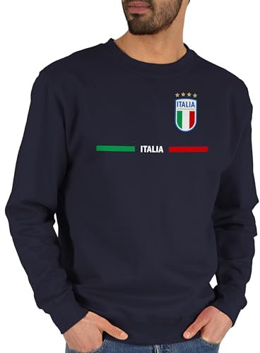 Sweater Pullover Sweatshirt Herren Damen - Fußball EM WM - Italien Trikot Wappen | Italia mit Stolz | Italienisches Fan-Motiv - L - Dunkelblau - europameisterschaft italy pulli fussball italian