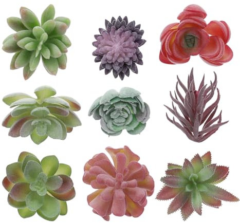 PATIKIL Künstliche Sukkulenten Set, 9 Stück Künstliche Sukkulenten Pflanze Fake Faux Blume für Garten Home Desk Dekorationen Arrangement DIY Craft, Lila