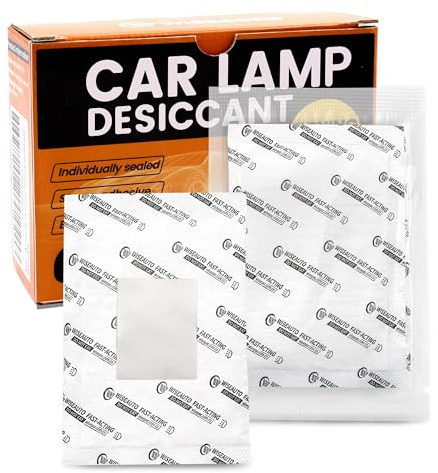 Wisesorb - Lot de 10 sachets absorbeurs d'humidité 10g pour phares de voiture. Absorption élevée, Anti-buée, emballés individuellement avec adhésif. Pour tous types de véhicules