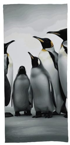 GHBNK Strandtücher für Erwachsene, Pool-Handtücher, Pinguin-Familie, schnelltrocknend, leicht, weich, groß, Badetücher, Duschtücher, saugfähige Handtücher für Badezimmer, Spa, Reisen, Fitnessstudio,