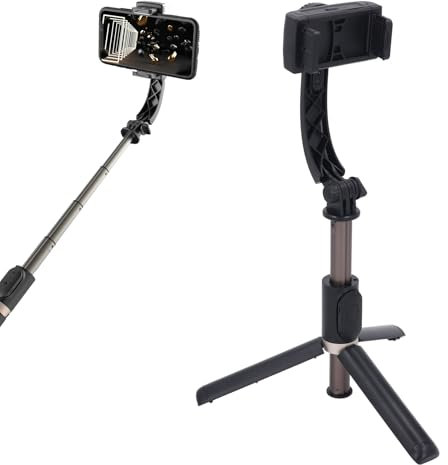 Gimbal Stabilizer for Smartphone, Extendable Selfie Stick Tripod with Wireless Remote, 360° Adjustable Clamp, Anti Shake Stabilizer for Watching Videos, Filming, Selfies