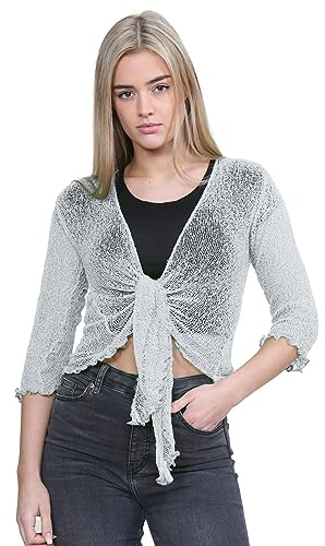 Hamishkane Boléro à manches 3/4 en tricot fin pour femme