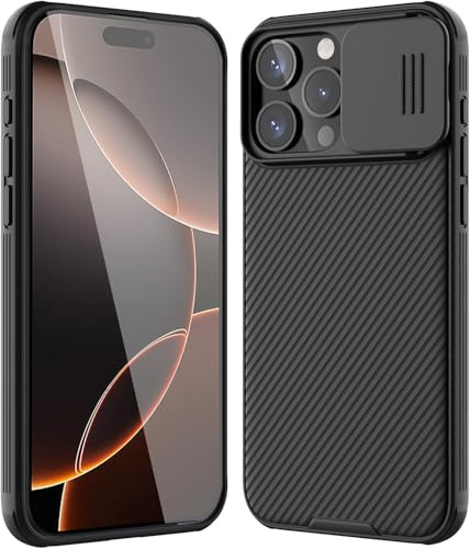 LIUKM Cover per iPhone 16 Pro, Custodia Ultra Sottile e Leggera con Hard PC e TPU, Protezione Scorrevole per Fotocamera [Antiurto, Antiscivolo, Antigraffio] Custodia per iPhone 16 Pro - Nero