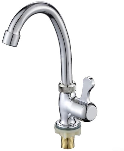 Besttoolifes Grifo de cocina de acero de plástico, grifo de agua fría, purificador de agujero para cocina pequeña o baño, grifo de fregadero de bar