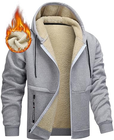 AIEOE Cappotto con cappuccio da uomo in pile Softshell tattico cappotto termico spesso capispalla invernale giacca Sherpa zip up inverno felpa con cappuccio con tasche