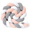 GYCF Bettschlange Geflochten Babybett Umrandung Kantenschutz Bettumrandung Baby Umfassender Schutz Babybett Nestchen Baby Bettrolle Zierkissen,White+Grey+orange,2 m