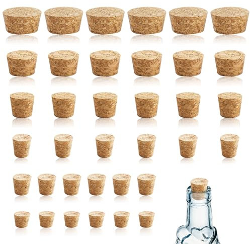 Deilonie 36PCS Corks, 6 Sizes Tapered Cork Plugs Stopper, Wine Bottle Cork, Soft Wooden Bottle Corks, Bottle Stopper for Jars