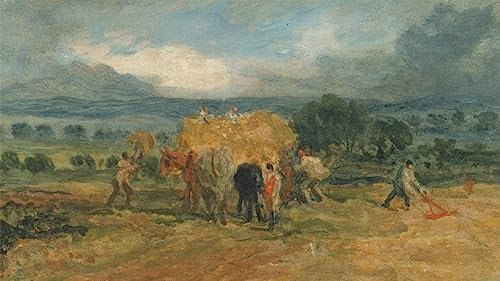 SERENDIPITP Dekorative Leinwand Malerei Dekoratives WandgemäLde eine Ernteszene mit Arbeitern die Heu auf einen baauernwagen laden von einem berühmten Künstler für Heimdekoration 60x90cm