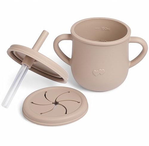 Vaso de Snack de Silicona para Bebés Antiderrames y Libre de BPA Diseño Ergonómico con Asas Ideal para Aperitivos Infantiles Fácil de Limpiar y Apto para Lavavajillas