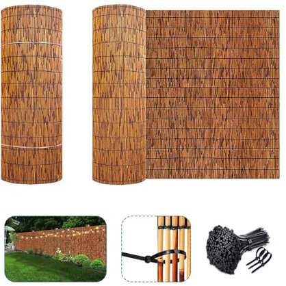 Natürlicher Schilfzaun Bambuszaun Schilfrohrmatte Sichtschutz Garten Balkon Terrasse Bambus Matten 180x180 90x300 100x600 160x500 140x800 150x400cm Schönheit Für Deck Hof Pool UV-Schutz Atmungsaktiv