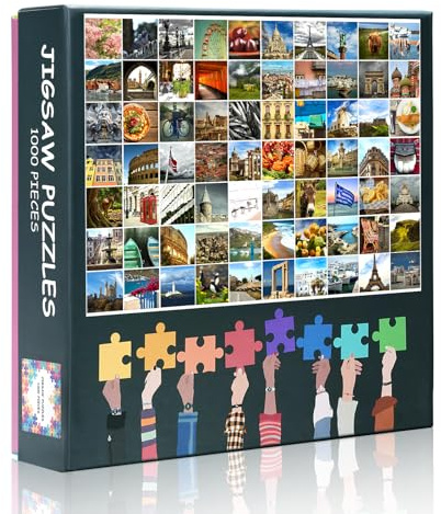 1000 Piece Jigsaw Puzzle for Adults - European Landmarks, Food & Cultural Treasures Art with Premium Puzzle Board, Travel-Themed Puzzles for Adults, Challenging Scenic Puzzles - 27.5x19.7 Inches