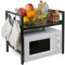 DJPF®️ Soporte DE MICROONDAS Ajustable Estante de Microondas Ajustable: Estantería Microondas Encimera Extensible - Organizador Cocina Microondas y Soporte de Microondas (Negro)