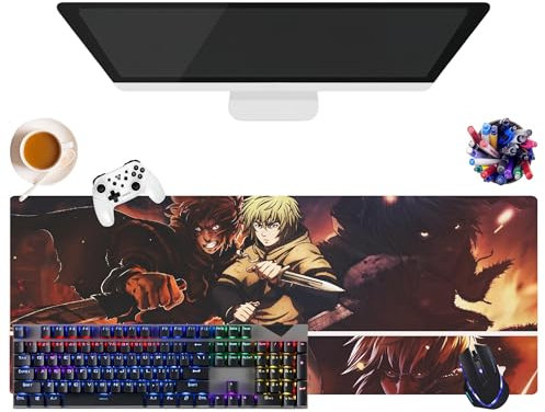 Vinland Saga Japanese Anime Mouse Pad | Extra Large XL Gamer Mouse Mat (31.5 × 11.8 × 0.12) | Office, Study & Home Use | Non-Slip Base + Soft Surface (2)